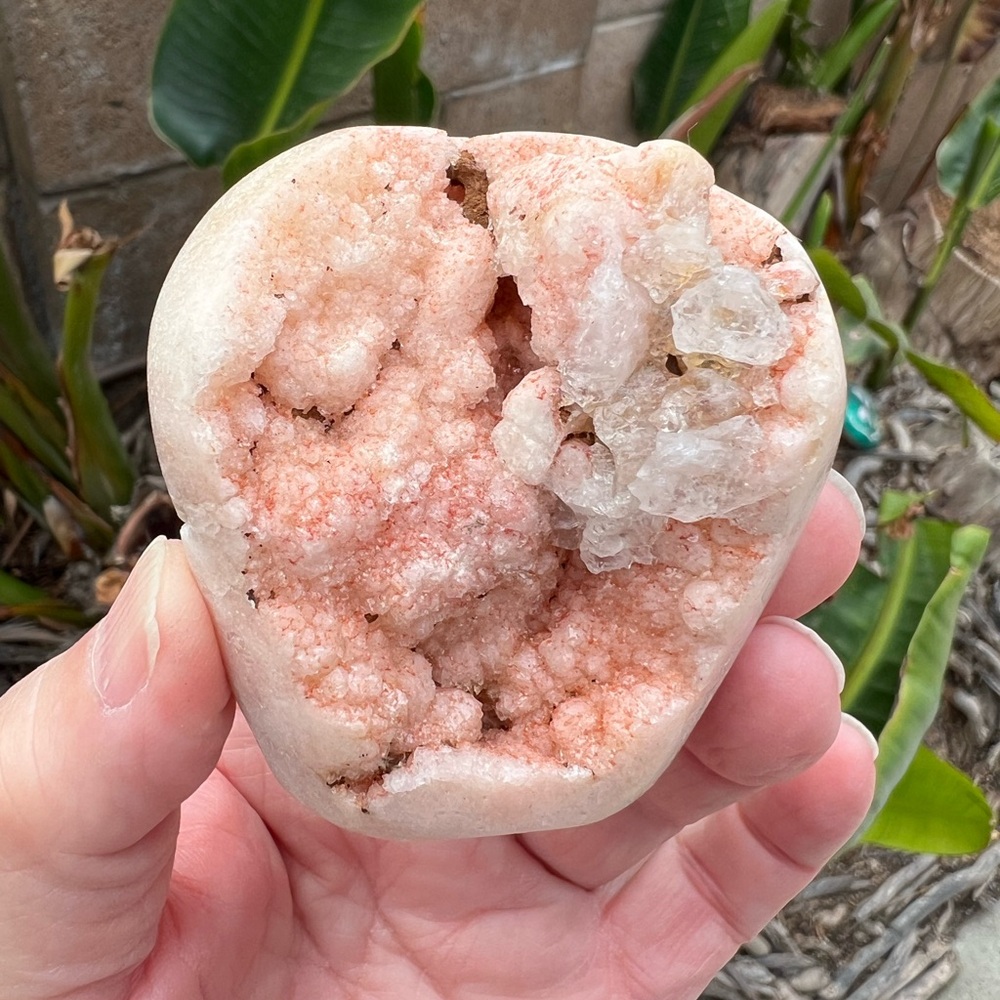 Pink Amethyst Quartz Crystal Druzy Freeform with Red